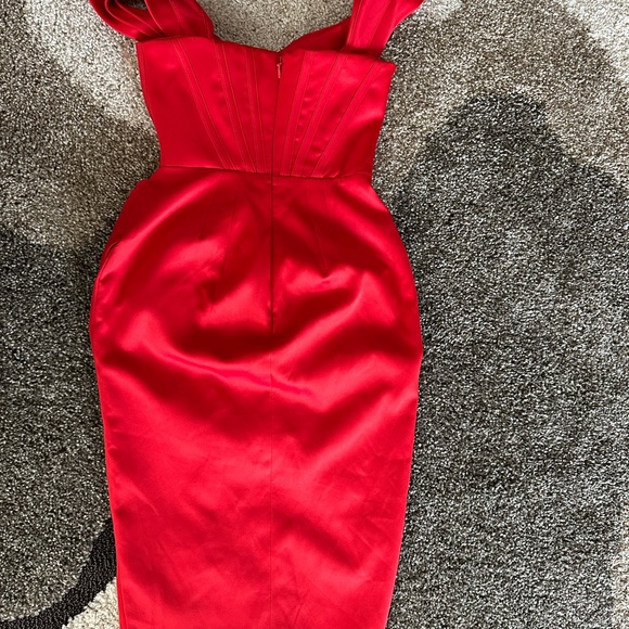 House of cb Loretta Off the Shoulder Satin Corset Dress - Picture 11 of 11